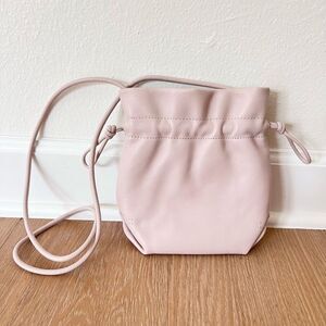 J.Crew Women's $118 London Drawstring Bag Leather Dusty Shell Beige Pink BE897